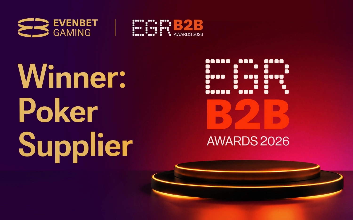 EvenBet Gaming Wins Poker Supplier of the Year at the EGR B2B Awards 2026