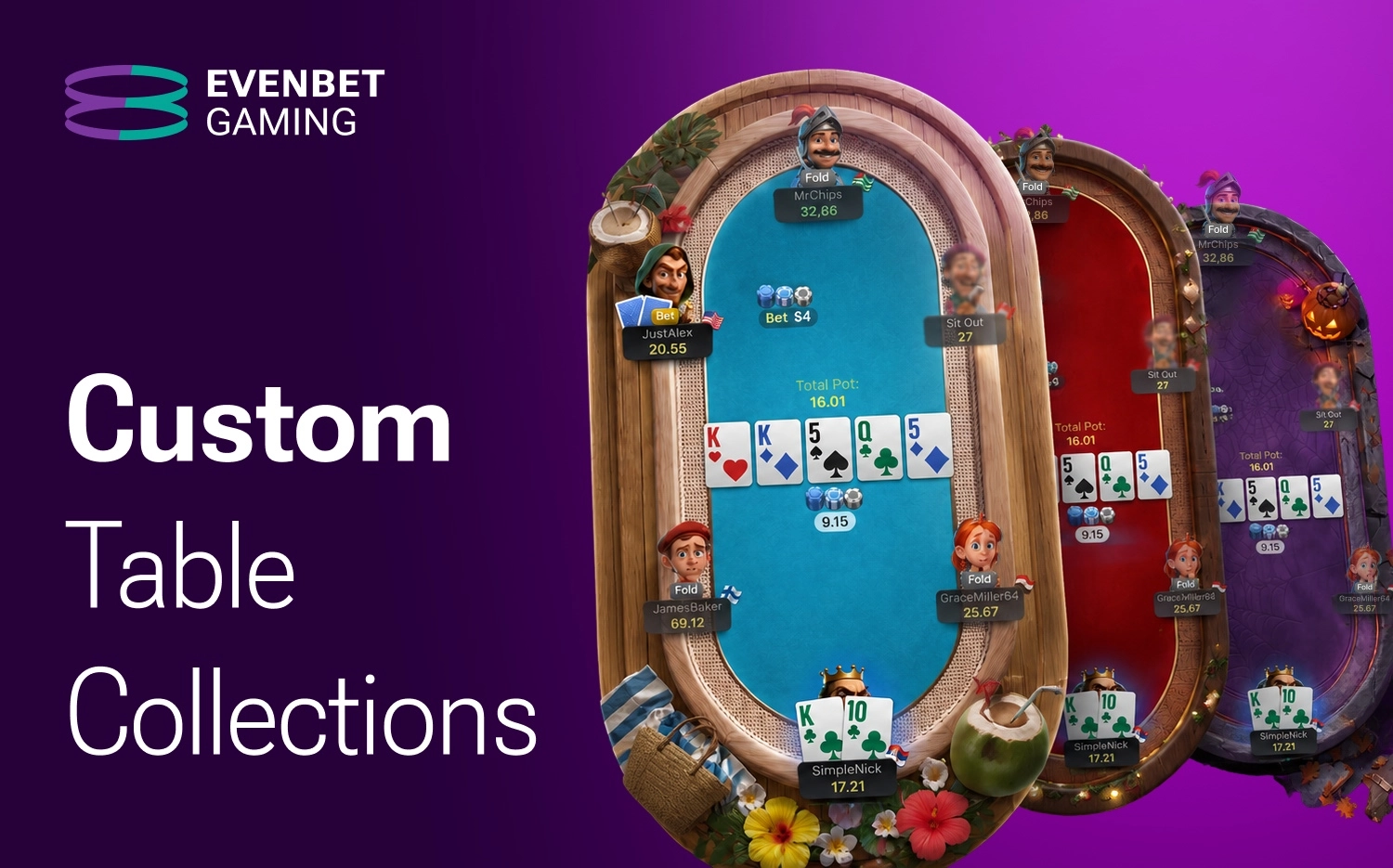 EvenBet Gaming Introduces Custom Table Collections for No-Code Poker Table Design
