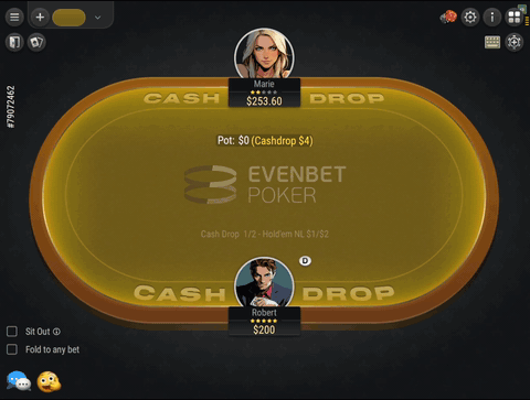 An example of the animation of Cash Drop, the B2B online poker software feature
