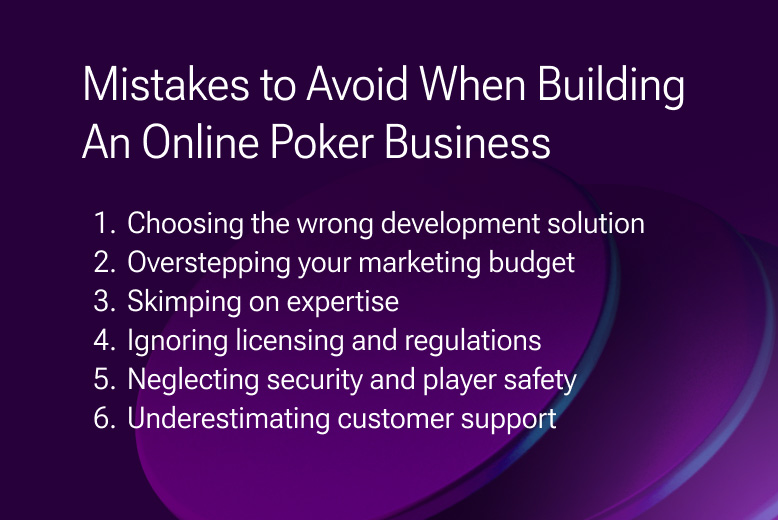 List of common mistakes in starting a poker room for an article on how to start a poker room.