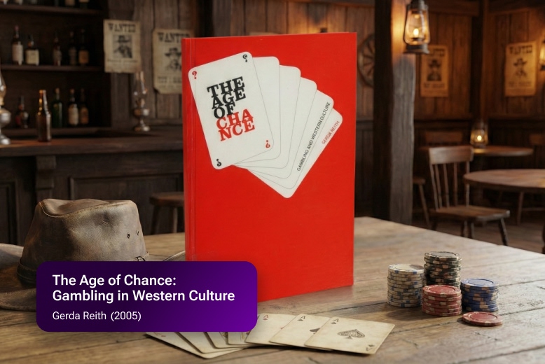 Gerda Reith, The Age of Chance: Gambling in Western Culture (2005). Book cover. Illustration for the article about the philosophy behind iGaming industry