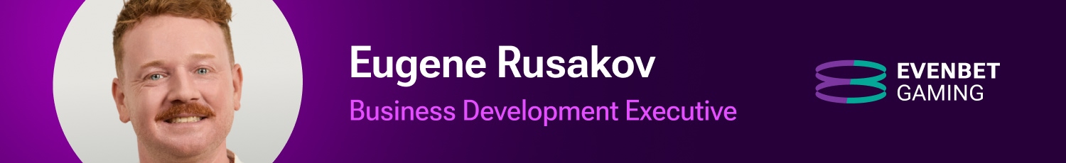 Eugene Rusakov, Business Development Executive at EvenBet Gaming. Illustration for the article about iGaming Trends 2026