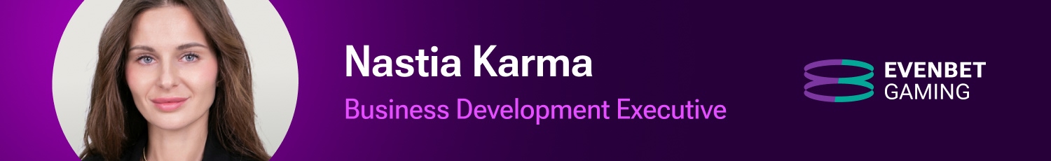 Nastia Karma, Business Development Executive at EvenBet Gaming. Illustration for the article about iGaming Trends 2026