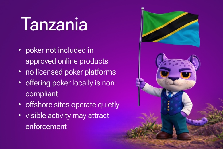 Online Poker in Tanzania overview. Illutration for the article about online poker business in Africa