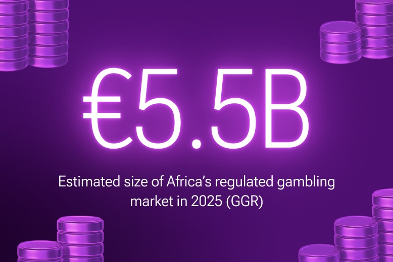 Estimated size of Africa's regulated gambling market in 2025 (GGR). Illustration for the article about Online Poker in Africa