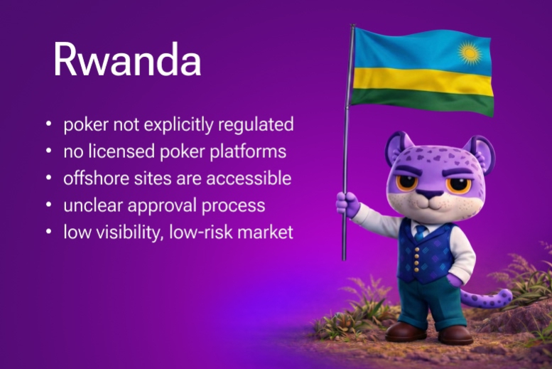 Online Poker in Rwanda overview. Illutration for the article about online poker business in Africa