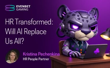 HR Transformed: Will AI Replace Us All? Cover for the article about AI in HR by Kristina Pechenkina, HR People Partner at EvenBet Gaming